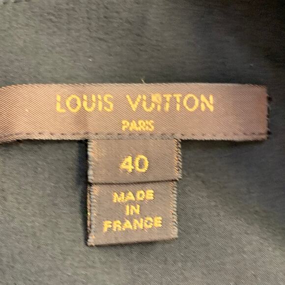 LOUIS VUITTON Size 8 Black Midnight Blue Acetate Blend Sleeveless Cocktail Dress - Picture 8 of 10